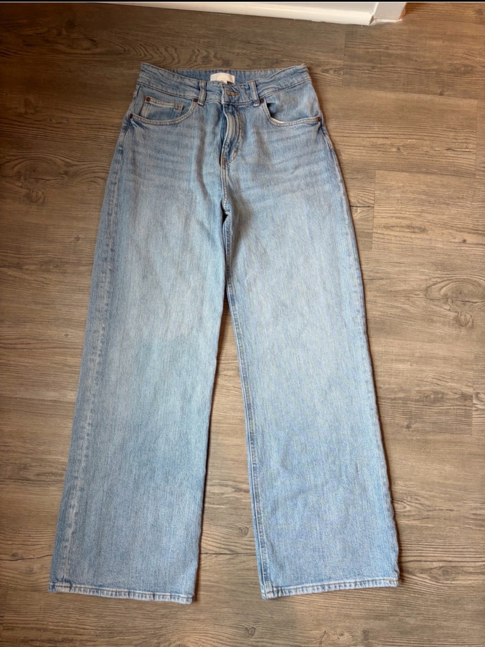 H&M Light Blue High-Rise Wide-Leg Jeans